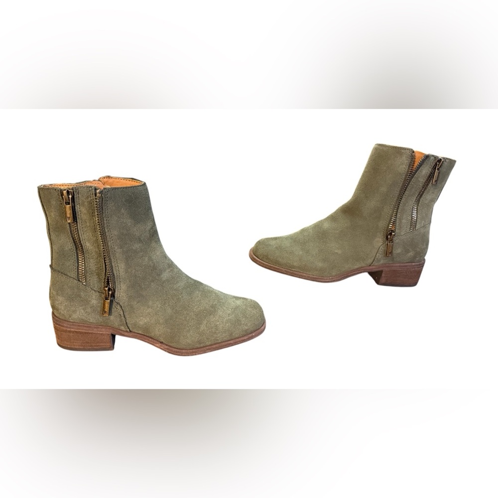 Lucky Brand Suede Ankle Boots Olive Green Women’s Size 6.5 M - Picture 7 of 10